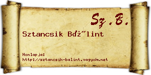 Sztancsik Bálint névjegykártya
