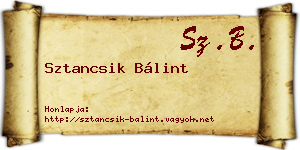 Sztancsik Bálint névjegykártya